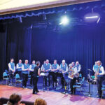 Mount Gambier band on stage at the Hamilton eisteddfod